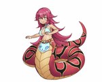 apode big_breasts blue_clothing breasts clothing female hair legless monster_girl_(genre) navel purple_tongue red_body red_hair red_scales scales serpentine simple_background split_form tan_body tan_skin tongue white_background yellow_eyes ginagi draconcopode humanoid lamia reptile scalie snake 2d_animation 5:4 animated digital_media_(artwork) motion_tweening short_playtime