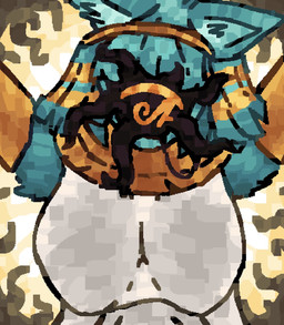 1_eye anthro big_breasts blonde_hair blue_body blue_hair breasts clothed clothing dress dripping female first_person_view fur gold_(metal) gold_jewelry hair happy jewelry looking_at_viewer multicolored_hair shadow_face simple_background solo tentacles scaliescum sucker_for_love nyanlathotep_(sucker_for_love) animal_humanoid eldritch_being felid felid_humanoid feline humanoid mammal mammal_humanoid bust_portrait hi_res portrait