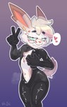 anthro aroused bikesuit bodily_fluids clothing femboy latex latex_clothing latex_skinsuit male rubber_clothing skinsuit solo steam sweat tight_clothing ursk lagomorph leporid mammal rabbit absurd_res hi_res