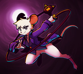 3_toes 5_fingers anthro barefoot biped black_eyebrows black_eyes bottomless bottomless_anthro bottomless_female clothed clothed_anthro clothed_female clothing coat ear_piercing ear_ring eyebrow_piercing eyebrows eyelashes facial_piercing featureless_crotch feet female fingers flail front_view fur hair holding_melee_weapon holding_object holding_weapon looking_at_viewer mace melee_weapon notched_ear paws piercing pupils purple_clothing purple_coat purple_topwear ring_piercing simple_background smile solo tail toes topwear weapon whip white_body white_fur white_pupils mewgle mina_the_hollower yacht_club_games mina_(mina_the_hollower) mammal mouse murid murine rodent 2026 digital_drawing_(artwork) digital_media_(artwork) hi_res