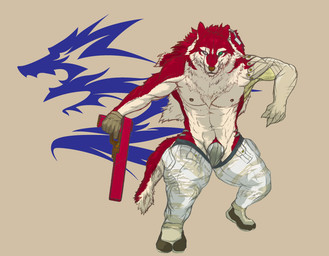 anthro gun male ranged_weapon smoke solo tail weapon black_smoke_(artist) canid canine canis mammal wolf source_request