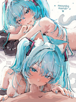 blue_hair blush breasts duo fellatio female female_humanoid female_on_human female_penetrated first_person_view genitals hair human_on_humanoid human_penetrating human_penetrating_female human_penetrating_humanoid human_pov humanoid_penetrated interspecies kittyplay looking_at_viewer lying male male/female male_human male_on_humanoid male_penetrating male_penetrating_female male_penetrating_humanoid male_pov nipples not_furry on_front oral oral_penetration penetrating_pov penetration penile penile_penetration penis penis_in_mouth sex simple_background solo_focus twintails_(hairstyle) white_background alterkyon vocaloid yamaha_corporation hatsune_miku animal_humanoid cat_humanoid domestic_cat felid felid_humanoid feline feline_humanoid felis human humanoid mammal mammal_humanoid 3:4 hi_res