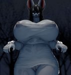 anthro areola belly_tattoo big_breasts black_hair black_nails breasts colored_nails female fur genitals hair huge_breasts nails pubic_tattoo pussy solo tattoo white_body white_eyes white_fur womb_tattoo c0c0_r4bbit the_ring sadako_(bom39) sadako_yamamura canid canine canis domestic_dog fox ghost mammal onryo spirit wolf 3d_(artwork) digital_media_(artwork)