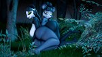 anthro big_breasts big_butt black_body black_fur black_hair breasts butt duo female forest fur hair night nude nude_anthro nude_female plant sitting smiley_face tail thick_thighs tree white_body white_fur yellow_eyes lostworkszx bear giant_panda mammal 16:9 3d_(artwork) 4k absurd_res digital_media_(artwork) hi_res source_filmmaker_(artwork) widescreen