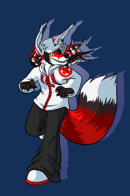 anthro beard black_hair boots claws clothing cross facial_hair footwear fur hair headgear headwear legwear male red_body red_fur red_tail shoes simple_background smile solo tail teeth tentacles topwear transparent_background white_body white_fur zipper wally-burger lapfox_trax renard_queenston canid canine fox mammal 2:3 alpha_channel digital_media_(artwork) hi_res
