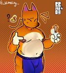 anthro apron belly bulge clothing fur male moobs navel nipples orange_body orange_fur pupils slightly_chubby slit_pupils solo slimeling animal_crossing nintendo skibidi_toilet crazy_redd canid canine fox mammal