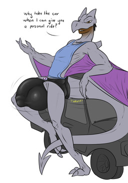 anthro arm_out balls big_balls big_bulge big_penis big_tail bulge car clothing genitals grin huge_balls huge_bulge huge_penis hyper hyper_balls hyper_bulge hyper_genitalia hyper_penis inviting knee_up leaning leaning_backward leaning_on_object looking_at_viewer male offering_to_viewer paws penis smile smiling_at_viewer smirk smirking_at_viewer solo suggestive tail teasing thick_tail tight_bulges tight_clothing tight_underwear topwear underwear vehicle vest winged_arms wings conditional_dnp samagthrav2 nintendo pokemon pokemon_reburst aerodactyl aerodactyl_(reburst) fossil_pokemon generation_1_pokemon human humanoid mammal pokemon_(species) absurd_res hi_res