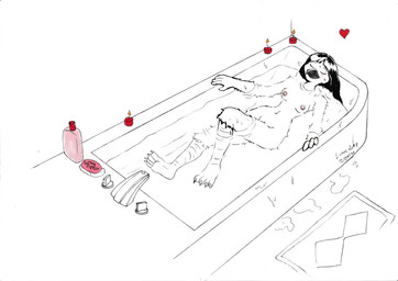 anthro bath beak breasts candle eyes_closed female fire heart_symbol lit_candle nipples non-mammal_breasts nude shampoo soap solo water wet arc_rose avian bird
