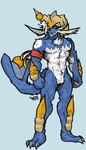 abs absurd_res anthro anthrofied armor athletic athletic_anthro athletic_male azumarill beard biceps blue_body blue_eyes blue_fur chest_tuft claws facial_hair fur fusion generation_2_pokemon generation_5_pokemon hair hi_res jwbash male multicolored_body multicolored_fur muscular muscular_anthro muscular_male nintendo nude pecs pokemon pokemon_(species) pokemon_fusion samurott seashell shell simple_background solo tuft white_background white_body white_fur white_hair