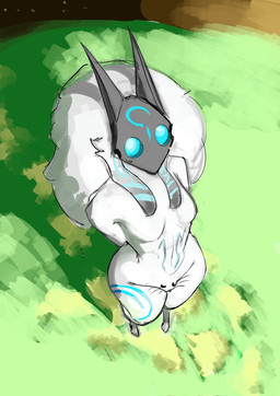 anthro blue_clitoris blue_eyes blue_markings blue_vulva breasts clitoris dipstick_ears ear_markings empty_eyes featureless_breasts female female_anthro floppy_ears fur fur_markings genitals hair high-angle_view hooves light looking_up lop_ears markings mask mask_only multicolored_ears nude nude_anthro nude_female small_breasts solo standing unguligrade vulva wearing_mask white_body white_fur white_hair nidror league_of_legends riot_games tencent kindred_(lol) lamb_(lol) bovid caprine mammal 2026 colored full-length_portrait hi_res lighting portrait shaded