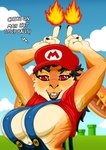 anthro eyebrow_piercing eyebrow_ring facial_piercing female fire fireball industrial_piercing_ladder mario_hat piercing ring_piercing tongue tongue_piercing mario_bros nintendo mario max_power lagomorph leporid mammal rabbit hi_res