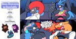 after_transformation angry anthro big_breasts black_body black_fur blue_body blue_fur blush bodily_fluids breasts car charizard clothed clothing colored comic d-6alaxy delia_(d-6alaxy) dress driving ear_piercing ear_ring fangs female fire flaming_tail flustered fur generation_1_pokemon generation_4_pokemon generation_5_pokemon group helios_(d-6alaxy) hi_res inside_car lucario male nervous night nintendo orange_body piercing pokemon pokemon_(species) red_body red_eyes red_fur ring_piercing spikes spikes_(anatomy) story story_in_description surprised_expression sweat sweatdrop tail teeth vehicle velvet_(d-6alaxy) white_eyes yelling yellow_body yellow_fur zoroark