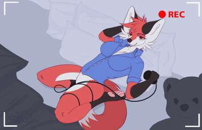 air_inflation anthro bedroom belly belly_expansion big_belly blinking breasts button_(fastener) button_pop clothed clothing expansion female hose hose_inflation inflation looking_at_viewer looking_pleasured lying navel navel_popping partially_clothed pawpads paws pump recording shirt smile smiling_at_viewer solo t-shirt topwear torn_clothing torn_shirt torn_topwear wardrobe_malfunction macyw canid canine fox mammal 2022 2d_animation alternate_version_at_source animated colored digital_drawing_(artwork) digital_media_(artwork) frame_by_frame signature watermark