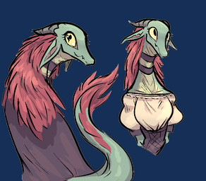 anthro breasts choker clothed clothing ears_down eyelashes female green_body green_scales hair heart_eyes heart_symbol horn jewelry long_hair long_neck looking_at_viewer looking_back looking_back_at_viewer necklace non-mammal_breasts pivoted_ears red_hair scales simple_background solo tail tail_tuft transparent_background tuft yellow_eyes jam_(artist) lizard reptile scalie aliasing alpha_channel binary_drawing bust_portrait digital_drawing_(artwork) digital_media_(artwork) multiple_images portrait