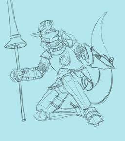 anthro armor buckler lance long_tail male melee_weapon polearm shield solo tail visor weapon ambercoyote hasbro my_little_pony mythology infinite wolfywetfurr alaskan_malamute canid canine canis domestic_dog dragon hybrid mammal mythological_creature mythological_scalie nordic_sled_dog scalie spitz wolf 2013 sketch story story_at_source story_in_description