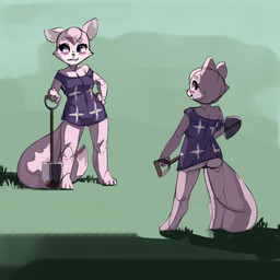 anthro blue_eyes blush bottomless breasts butt clothed clothing female fur hair holding_object looking_aside looking_back navel off_shoulder outside shirt shovel smile solo standing tools topwear white_body white_fur white_hair erijt animal_crossing nintendo whitney_(animal_crossing) arctic_wolf canid canine canis mammal wolf 2015 hi_res
