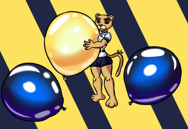3_toes anthro balloon balloon_fetish barefoot big_breasts breasts clothing feet female inflatable looking_at_viewer looner mascot soccer soccer_uniform solo sport sportswear tail toes uniform commander_dead_star club_universidad_nacional liga_mx goya_(pumas_unam) cougar felid feline mammal signature