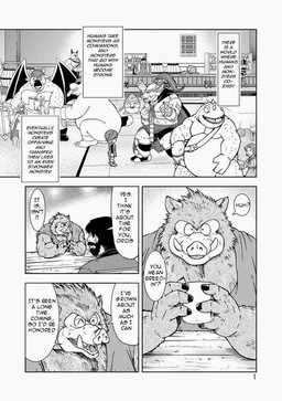 female male muscular slightly_chubby text dekitama_(artist) dragon_quest mythology square_enix archdemon bear dragon hammerhood human humanoid jargon lizard mammal mythological_creature mythological_scalie notso_macho orc orc_(dragon_quest) reptile scalie suid suine sus_(pig) wild_boar 2012 comic english_text hi_res monochrome