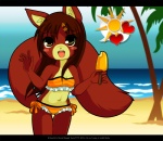 anthro beach clothing dessert detailed_background female food ice_cream ice_cream_bar outside sand seaside sky solo sun swimwear tail water luna777 kimi_(felouse_farnayne)