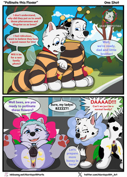 adolescent adult_on_young age_difference animal_genitalia animal_penis animal_vulva anus bee_costume blue_eyes bubble_text canine_genitalia canine_penis canine_vulva collar dialogue dripping embarrassed female feral flower flower_costume fluffy fluffy_ears fluffy_fur fluffy_tail food fur genitals group happy honey_(food) honey_covered lying male male/female markings on_back one_eye_closed paws penis plant presenting presenting_vulva purple_body purple_fur raised_tail sitting spots spotted_body spotted_fur tail text vulva white_body white_fur wings wink winter_cap young marvispot84 nickelodeon oneshot paw_patrol everest_(paw_patrol) marshall_(paw_patrol) spots_(oc_marvispot84) stormie_(marvispot84) arthropod bee canid canine canis dalmatian dalsky_(dalmatian_and_husky) domestic_dog honey_bee husky hymenopteran insect mammal nordic_sled_dog siberian_husky spitz absurd_res cel_shading comic english_text hi_res shaded url daughter_(lore) father_(lore) incest_(lore) incestuous_temptation_(lore) mother_(lore) parent_(lore) sibling_(lore) son_(lore)