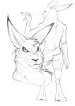 anthro butt long_ears male nude simple_background solo whiskers white_background killingtea lagomorph leporid mammal rabbit monochrome sketch