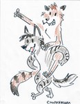 absurd_res anthro brown_body brown_fur canid canine canis carrying_another chupakaibra colored_with_crayons_&_love countershading crayon_(artwork) derpy dipstick_tail duo fur gloves_(marking) grey_body grey_fur hair hi_res huge_filesize hybrid klondike_(bendo) leg_markings male mammal markings marmalade_(dotstream) mustelid musteline nude open_mouth piggyback procyonid raccoon simple_background simple_face socks_(marking) staccoon stoat striped_body striped_fur striped_markings striped_tail stripes summer_pelt tail tail_markings traditional_media_(artwork) true_musteline watermark weasel white_background wolf