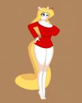 animaniacs anthro areola big_areola big_breasts blonde_hair breasts clothing cocaine-leopard conditional_dnp dress erect_nipples eyeshadow female grey_eyes hair hi_res huge_breasts long_hair long_legs long_tail makeup mammal minerva_mink mink mustelid musteline nipple_outline nipples one_eye_closed red_clothing red_dress short_dress smile solo tail tiptoes translucent translucent_clothing true_musteline warner_brothers wink