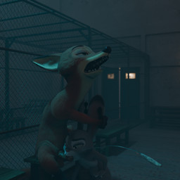 anthro black_body black_fur black_nose blue_glow blue_light bodily_fluids breasts cum cumshot duo ejaculation female fur genital_fluids genitals grey_body grey_fur holding_both_ears kneeling knot knotted_penis looking_down looking_up male male/female mouth_on_penis nipples orange_body orange_fur penis pink_nose prison saliva sex sharp_teeth sitting teeth white_body white_fur neonwabbit rasterraccoon_(modeler) disney zootopia judy_hopps nick_wilde canid canine european_rabbit fox lagomorph leporid mammal oryctolagus rabbit red_fox true_fox 1:1 2026 3d_(artwork) blender_(artwork) blender_cycles_(artwork) digital_media_(artwork) hi_res