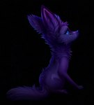 ambiguous_gender atmospheric blue_body blue_fur contemplating contemplative cool_lighting dark_body dark_fur detailed_fur elegant ethereal feral fur glowing landscape magic painting purple_body purple_fur rear_view side_view simple_background sky solo inafox alien canid canine fox mammal detailed hi_res