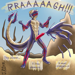 anthro clothing duo forced forced_transformation genitals goo_transformation latex latex_clothing latex_skinsuit male male/male orange_body penis purple_body red_penis skinsuit text tight_clothing transformation vonduran xyveon von_(jsdk) goo_creature 1:1 english_text hi_res