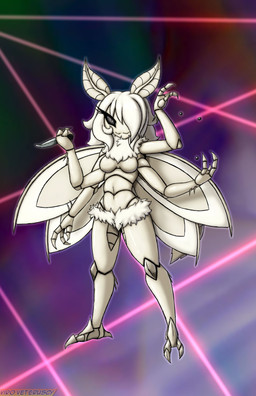 anthro breasts featureless_breasts female hair insect_wings knife multi_arm multi_limb navel non-mammal_breasts one_eye_obstructed solo wings viroveteruscy world_gates ida_victorovna arthropod insect lepidopteran moth 2025 absurd_res digital_media_(artwork) hi_res