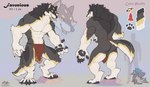 abs anthro bottomwear bulge clothed clothing fur loincloth loincloth_only male muscular muscular_anthro muscular_male pawpads pecs solo topless zephyxus mythology favonius canid canine canis mammal mythological_canine mythological_creature werecanid werecanine werecreature werewolf wolf 2023 model_sheet