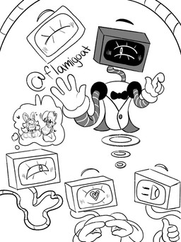 4_fingers ambiguous_gender big_nose black_bow_tie blush blush_lines bow_tie bracelet button_(fastener) clothing eyelashes eyes_closed female fingers floating_eyebrows gesture grey_arms grey_head hair hand_gesture heart_eyes heart_pupils heart_symbol jewelry legless long_ears long_neck machine male not_furry one_eye_closed open_mouth open_smile screen screen_face short_hair simple_background smile solo text thought_bubble thumbs_up topwear vest white_background white_bracelet white_clothing white_topwear white_vest flamigoat mario_bros mario_plus_rabbids_kingdom_battle nintendo raving_rabbids rayman_(series) the_oddities_of_olsway ubisoft diane_(flamigoat) rabbid_peach rayman humanoid lagomorph mammal rabbid raypeople_(rayman) robot robot_humanoid 2024 artist_name crossover english_description greyscale hi_res monochrome multiple_scenes female_(lore)