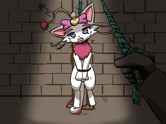 asphyxiation bodily_fluids crying female feral gore hanged imminent_death tears yuumisocute league_of_legends riot_games tencent yuumi_(lol) domestic_cat felid feline felis mammal