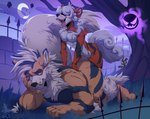 2021 anal anal_penetration anthro arcanine butt conditional_dnp doggystyle drifloon duo fence from_behind_position fur gastly generation_1_pokemon generation_4_pokemon generation_7_pokemon generation_8_pokemon genitals hair halloween happy happy_sex hisuian_form hisuian_growlithe holidays larger_penetrated male male/male male_penetrated male_penetrating male_penetrating_male mimikyu moon muscular nintendo nude penetration penis plant pokemon pokemon_(species) regional_form_(pokemon) sex shaded size_difference small_dom_big_sub tree xnirox