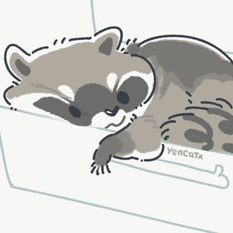 black_eyes black_nose chibi dot_eyes feral grey_body simple_eyes solo white_body yencatx mammal procyonid raccoon 1:1 2021