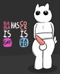 anthro balls biped genitals male penis simple_background solo stated_homosexuality stated_sexuality otterjunk baba_is_you baba bovid caprine mammal sheep 2019 hi_res