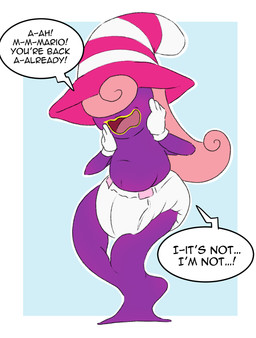 abdl belly big_diaper blue_background blush clean_diaper clothed clothing diaper embarrassed female flat_chested flustered gloves hair hair_over_eyes hand_on_cheek handwear hat headgear headwear legless lips looking_at_viewer not_furry obscured_eyes pink_hair purple_body shy simple_background slightly_chubby slightly_chubby_female slightly_chubby_humanoid solo speech_bubble split_form talking_to_viewer text topless wearing_diaper white_diaper witch_hat yellow_lips babishberry mario_bros nintendo paper_mario vivian_(mario) humanoid shadow_creature shadow_siren spirit 2024 digital_drawing_(artwork) digital_media_(artwork) english_text full-length_portrait hi_res portrait trans_(lore) trans_woman_(lore)