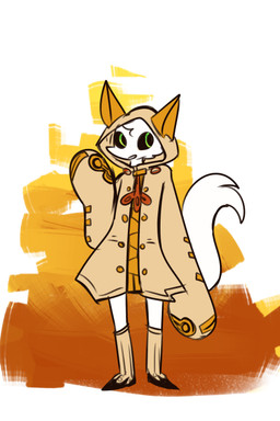 anthro clothing cosplay fur hoodie male oversized_clothing simple_background solo tail topwear white_body white_fur anamatronicfish arc_system_works blazblue mythology apollo_caelum alien dragon mythological_creature mythological_scalie scalie digital_media_(artwork) full-length_portrait portrait