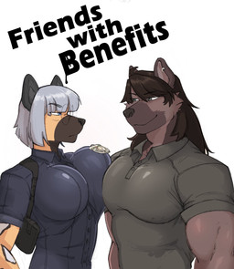 anthro blue_clothing blue_eyes blue_shirt blue_topwear bob_cut breast_squish breasts brown_body brown_clothing brown_hair brown_shirt brown_snout brown_topwear clothing duo ear_piercing ear_ring eye_contact eyebrow_through_hair eyebrows female fur green_eyes grey_hair hair holster long_hair looking_at_another male male/female muscular muscular_male piercing police police_badge police_uniform ring_piercing serious_face shirt smile smirk squish tan_body tan_fur text topwear translucent translucent_hair uniform undercovernezha nezha_(undercovernezha) veronica_(azimuthium) african_wild_dog brown_hyena canid canine hyena mammal 2026 digital_drawing_(artwork) digital_media_(artwork) english_text hi_res shaded
