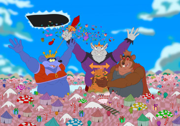 4_fingers 5_fingers anthro belly big_belly big_muscles big_pecs biped black_eyebrows black_eyes black_nose blue_clothing blue_shirt blue_sky blue_topwear blue_tunic bottomwear brown_body brown_bottomwear brown_clothing brown_fur brown_hands brown_nose brown_pants buckteeth candy candy_cane cape castle cheek_tuft christmas_present claws clothing cloud cloudco cloudy_sky collarbone crown dessert excited excited_expression excited_face excited_male exposed_belly eyebrows facial_tuft fangs finger_claws fingers food fur gift gingerbread grey_body grey_fur group hairless_hands happy headgear hill holding_scepter huge_belly humanoid_hands joyful lollipop looking_up macro macro_anthro macro_male male mountain multicolored_body multicolored_fur musclegut muscular muscular_anthro muscular_male notched_ear obese obese_anthro obese_male open_mouth orange_cape orange_clothing outside overweight overweight_anthro overweight_male pants pecs pink_nose portal purple_belly purple_body purple_clothing purple_fur purple_shirt purple_topwear purple_tunic railway_track raised_arms raised_hands realistic red_clothing red_sclera red_shirt red_topwear red_tunic scepter sharp_teeth shirt sky smile square_crossover style_crossover tan_body tan_fur teeth thick_eyebrows toony topwear trio tuft tunic two_tone_body two_tone_fur whisker_spots whiskers white_sclera yellow_sclera jabuhusky american_greetings barbie_(animated_film_series) barbie_in_the_nutcracker care_bears care_bears_nutcracker_suite mattel nelvana the_nutcracker the_nutcracker_prince mouse_king mouse_king_(barbie) mouse_king_(care_bears) mouse_king_(nutcracker_prince) mammal mouse murid murine rat rodent 2025 colored crossover digital_drawing_(artwork) digital_media_(artwork) flat_colors hi_res