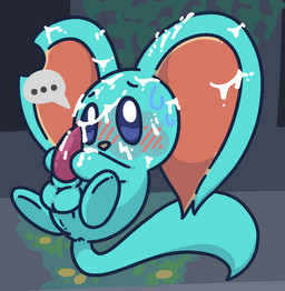 after_orgasm animal_genitalia anthro anus balls big_ears blue_body blue_fur blue_tail blush blush_lines bodily_fluids caught_in_the_act cum cum_everywhere cum_on_face cum_on_own_ear cum_on_own_face cum_on_self ellipsis feet floating fur genital_fluids genitals looking_at_viewer male messy mouthless notched_ear penis perineum sheath sheathed_tapering_penis solo speech_bubble sweat sweatdrop tail tapering_penis gandergeist kirby_(series) kirby_and_the_forgotten_land nintendo elfilin chinchilla chinchillid mammal rodent aliasing digital_media_(artwork)