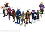 2021 anthro armor atom azzy bandai_namco belt blue_stripes canid canine canis claws clothing crest_of_courage digimon digimon_(species) digimon_crest dragon electricity equid equine eyewear fire glowing glowing_eyes goggles group gus hair headgear helmet hero hooves horn horse ice kieran latex male mammal mane mane_hair multiple_poses murid murine mythological_creature mythological_scalie mythology nitro paws pose pouches powers rat rodent sam_(horse) samaraka satchel scalie solgreymon spikes stripes suit symbol tail verath wargreatmon wargreymon wind wolf