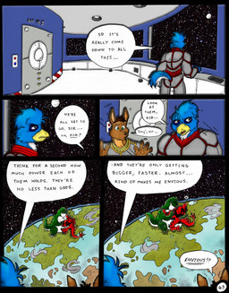 anthro body_size_growth female giga group heart_symbol macro male musclegut muscular muscular_female muscular_male size_transformation space speech_bubble text transformation dnapalmhead redsaber third-party_edit mythology avian bird dragon kangaroo macropod mammal marsupial mythological_creature mythological_scalie scalie english_text