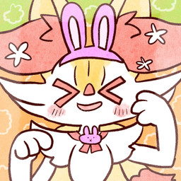 >_< accessory ambiguous_anthro ambiguous_gender anthro biped blush blush_stickers dipstick_tail eyes_closed fake_ears fake_rabbit_ears flower flower_in_hair food front_view hair hair_accessory markings open_mouth open_smile paw_pose plant pose shrimp_(food) simple_background smile solo tail tail_markings text annyui0611 nintendo pokemon braixen canid generation_6_pokemon mammal pokemon_(species) 1:1 2023 bust_portrait digital_drawing_(artwork) digital_media_(artwork) english_text hi_res japanese_description portrait translated_description