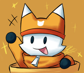 anthro clothed clothing coat container dot_eyes ears_up fully_clothed gesture gloves handwear happy hat headgear headwear in_container jacket male open_mouth open_smile orange_background orange_clothing orange_headwear orange_topwear pointy_ears prick_ears raised_arm simple_background simple_eyes smile solo sparkles toony topwear waving white_body zipper conkernut tower_heroes kart_kid domestic_cat felid feline felis mammal bust_portrait digital_media_(artwork) hi_res orange_theme portrait shaded