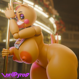 anthro beak bedroom_eyes bib_only big_breasts big_butt blue_eyes blush blush_stickers breasts butt dancing detailed_background feathers female inside leaning leaning_forward looking_at_viewer machine narrowed_eyes navel nipples non-mammal_nipples nude pole pole_dancing seductive segmented_body solo stripper_pole tail tail_feathers thick_thighs yellow_body lpyro9 mipsmiyu_(modeler) five_nights_at_freddy's five_nights_at_freddy's_2 scottgames runaboo_chica toy_chica_(fnaf) animatronic avian bird chicken galliform phasianid robot robot_anthro 1:1 2025 3d_(artwork) digital_media_(artwork) portrait three-quarter_portrait