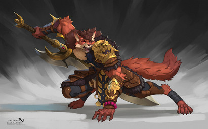 anthro fighting_pose greatsword heterochromia male melee_weapon pose solo sword weapon saltamor nanabi_ashiro canid canine fox mammal hi_res