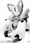 duo electricity electroshock_weapon electrostimulation erection faceless_character faceless_male feet feline_ears female foot_fetish foot_play footjob genitals machine male male/female messy not_furry penis sex solo_focus weapon absoluteblue medabots peppercat robot censored greyscale monochrome