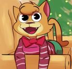 anthro bow_(feature) bow_tie christmas_tree clothed clothing fangs female fur happy holidays inside looking_at_viewer open_mouth orange_body orange_fur plant smile solo sweater teeth topwear tree gabbah christmas lily_(gabbah) domestic_cat felid feline felis mammal 2017 digital_media_(artwork) hi_res